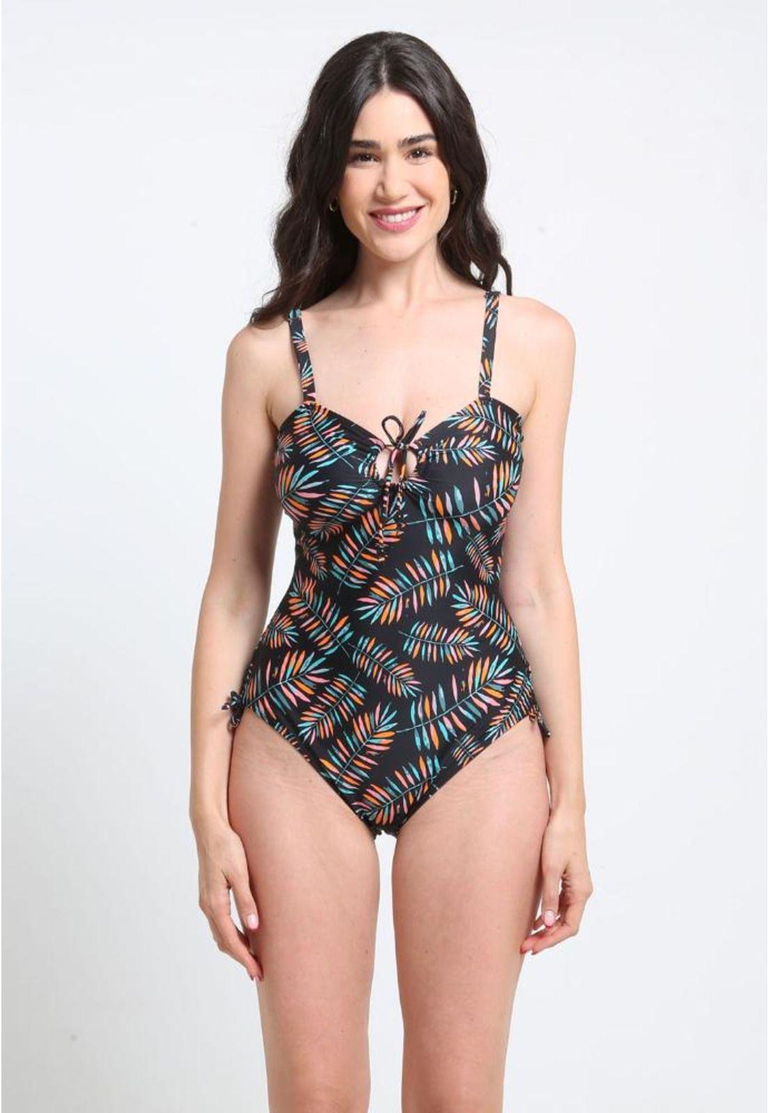 Traje de baño reductor estampado naranja-0