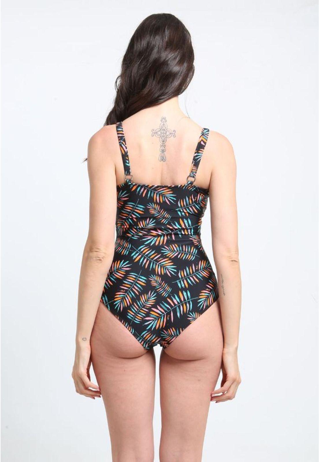 Traje de baño reductor estampado naranja-1
