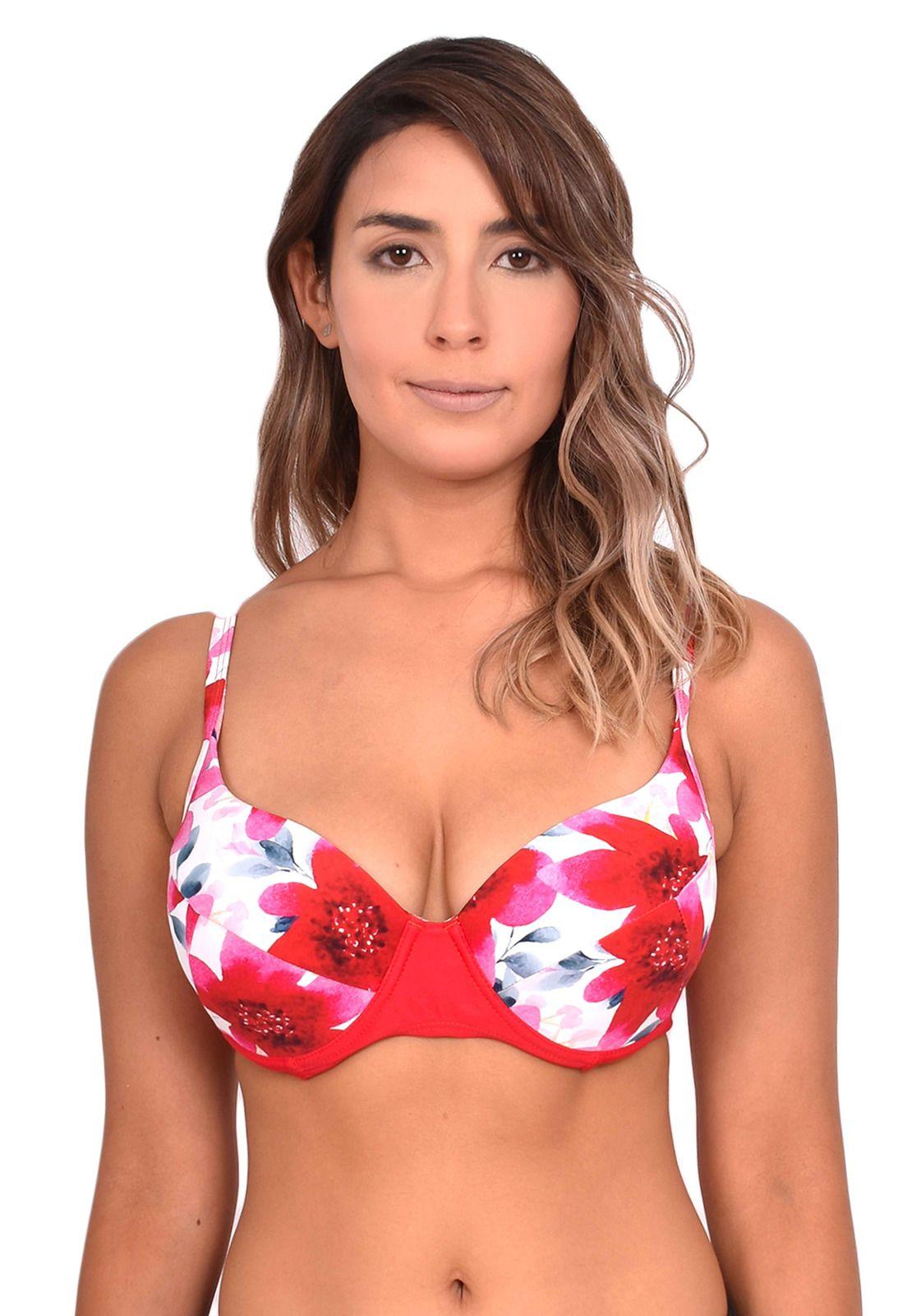 Bikini sostén copa grande estampado rojo-0