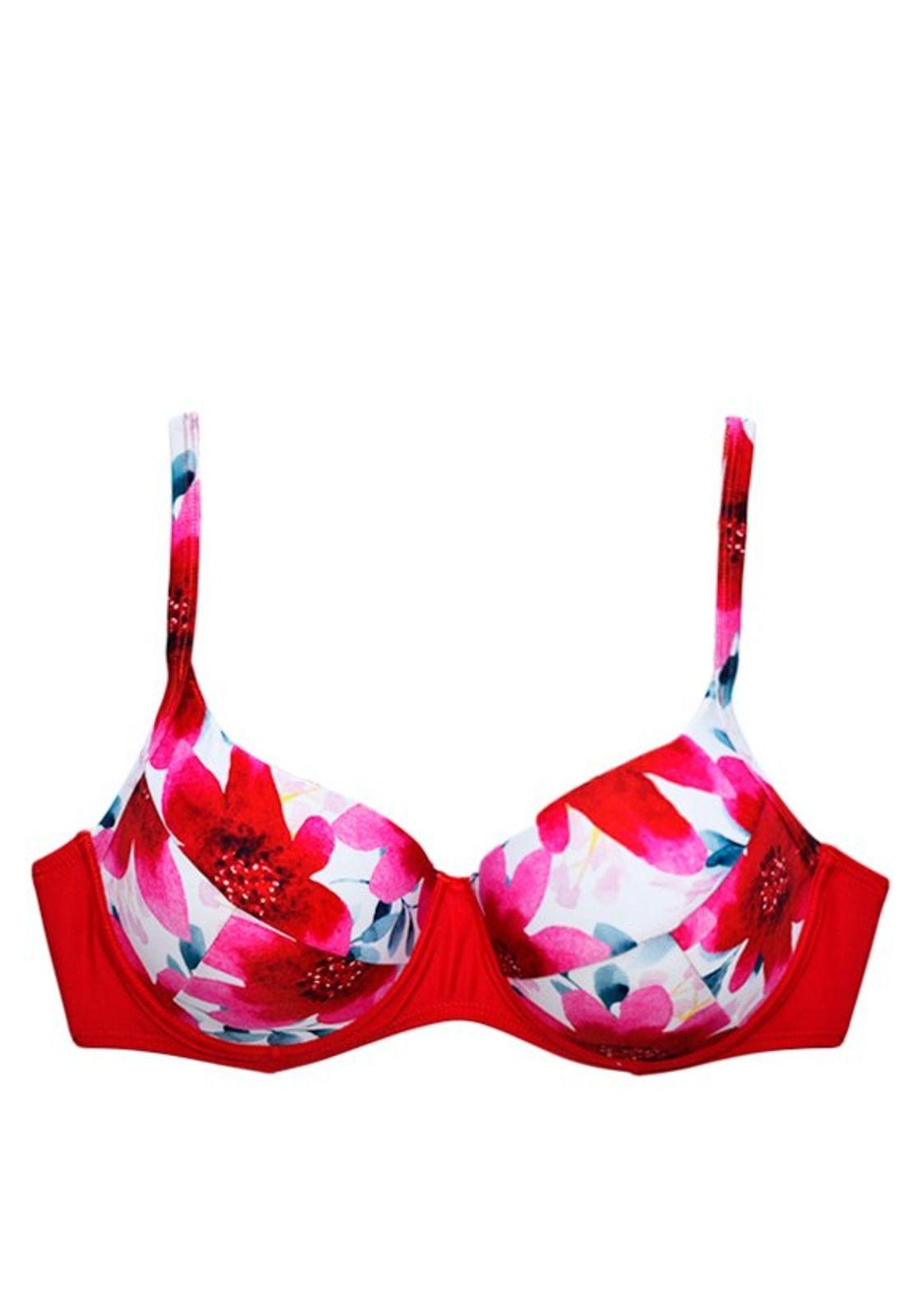 Bikini sostén copa grande estampado rojo-2