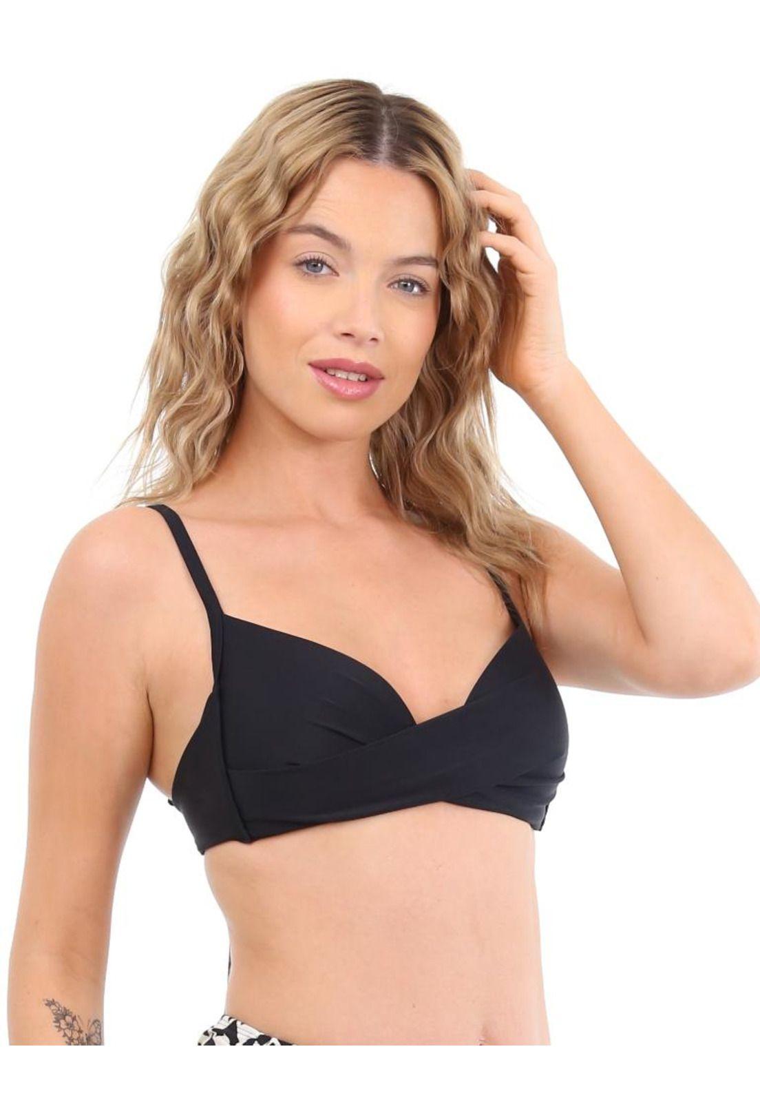 Bikini estilo sostén drapeado negro-0