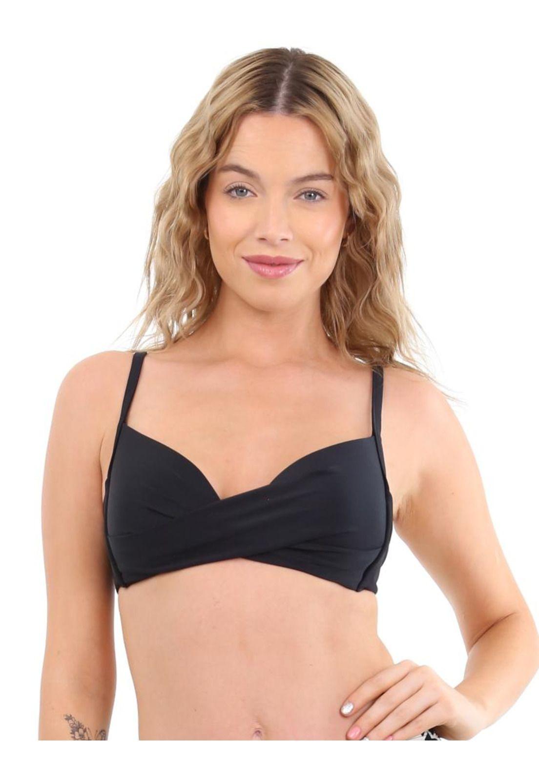 Bikini estilo sostén drapeado negro-1