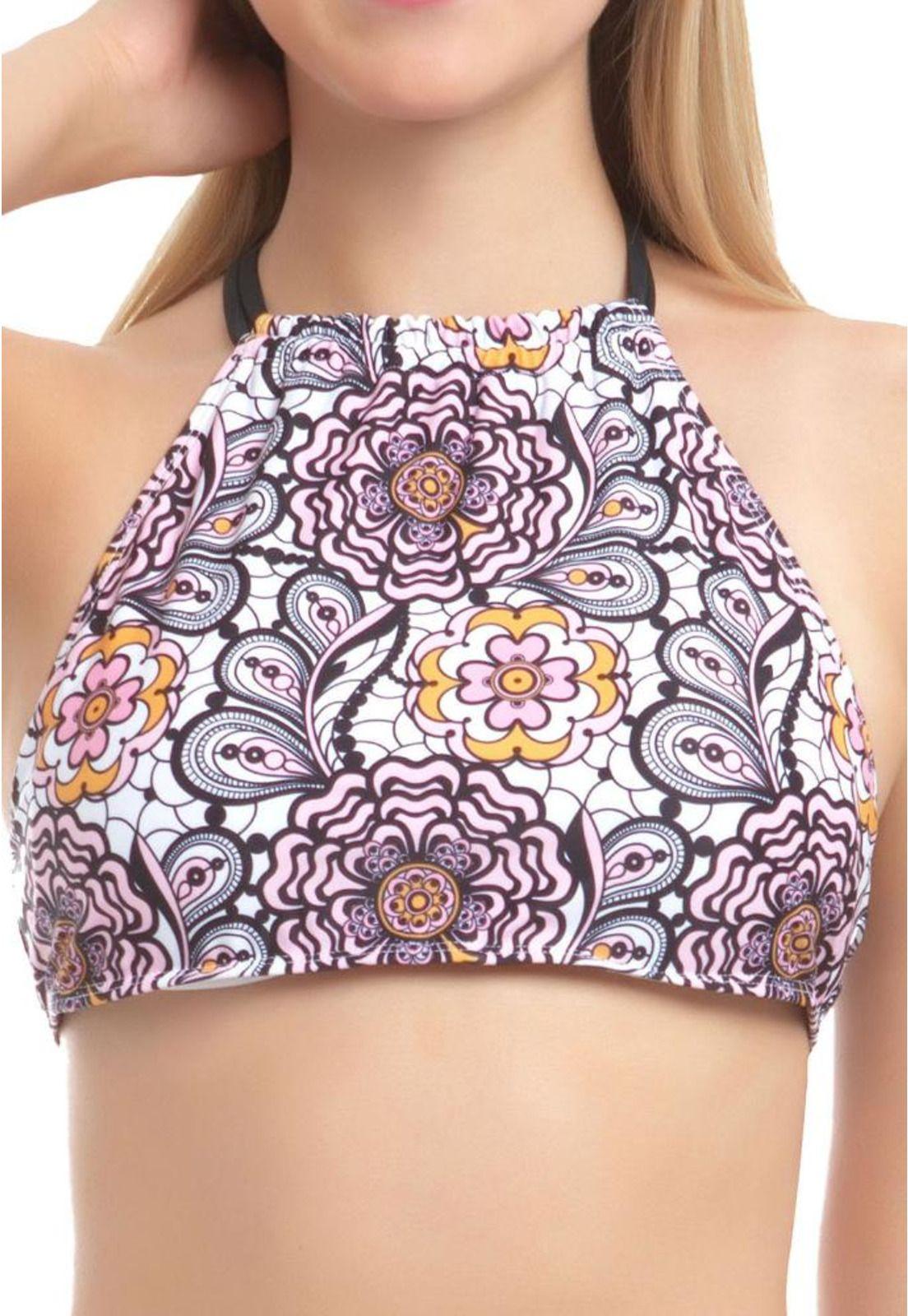 Bikini peto cruzado estampado blanco-0