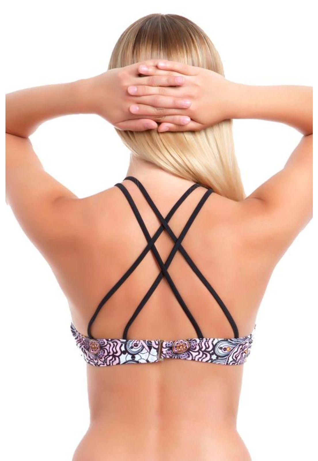 Bikini peto cruzado estampado blanco-1