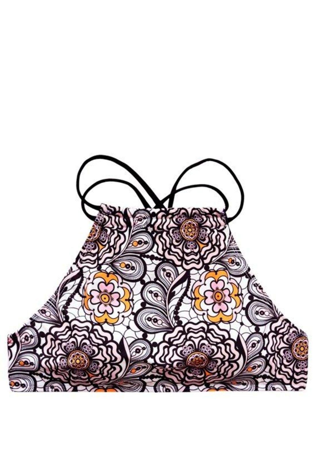 Bikini peto cruzado estampado blanco-2