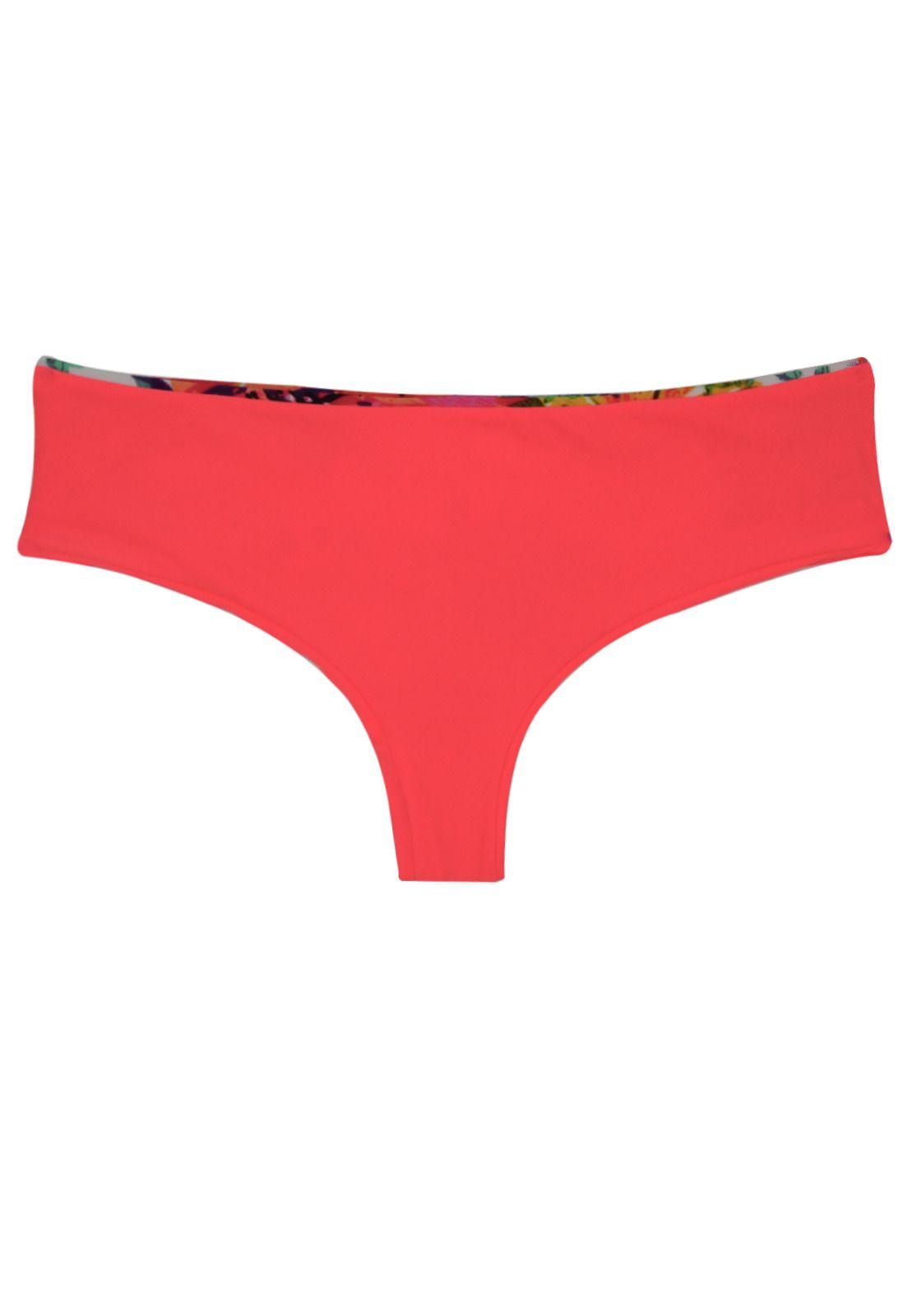Bikini calzón tanga tiro alto estampado naranja-1
