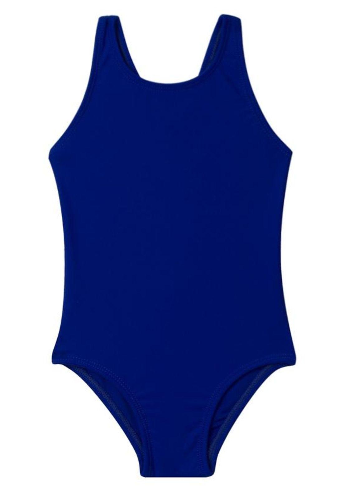 Traje de baño deportivo de niña azul-0
