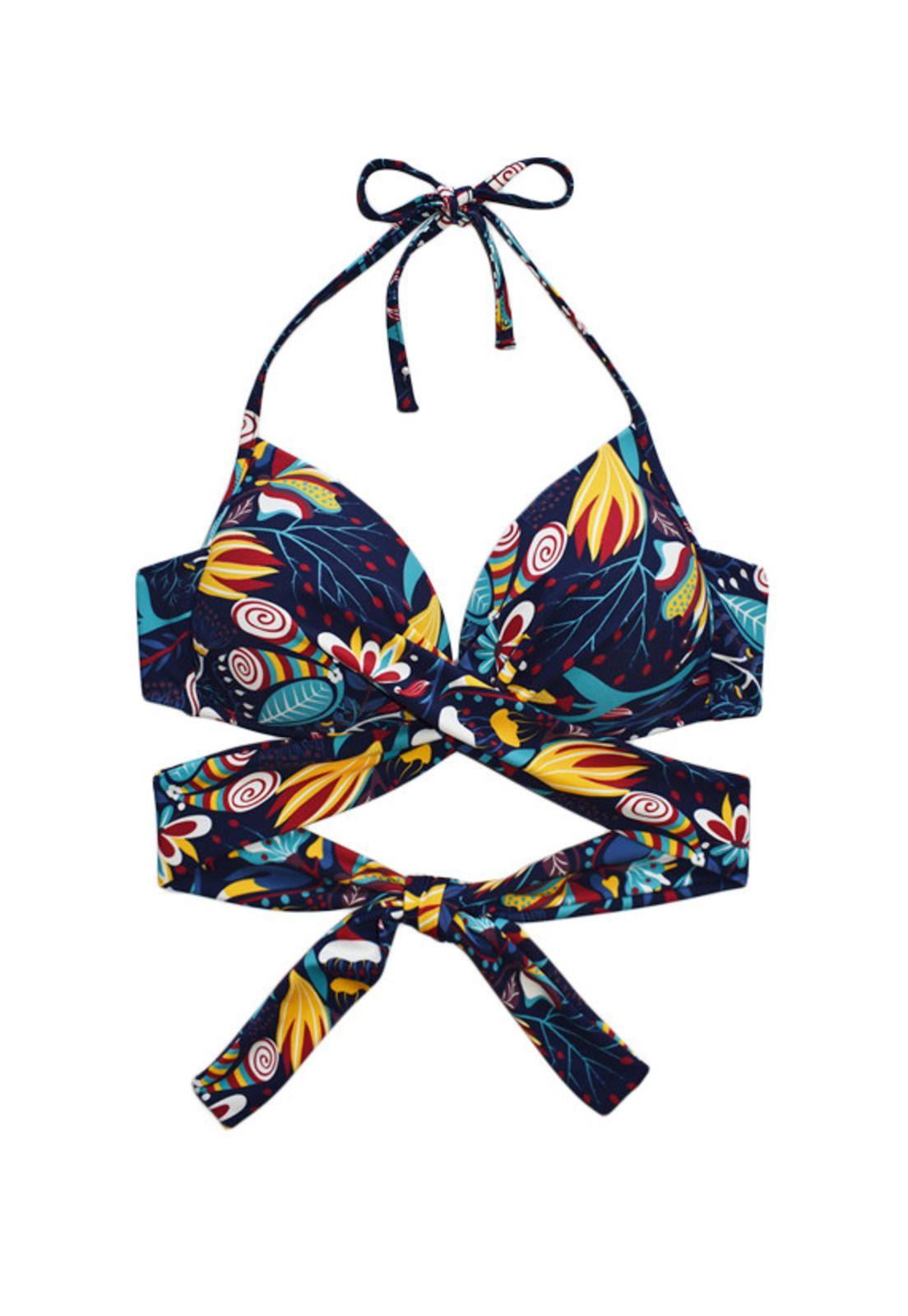 Bikini tiras cruzadas estampado azul-2