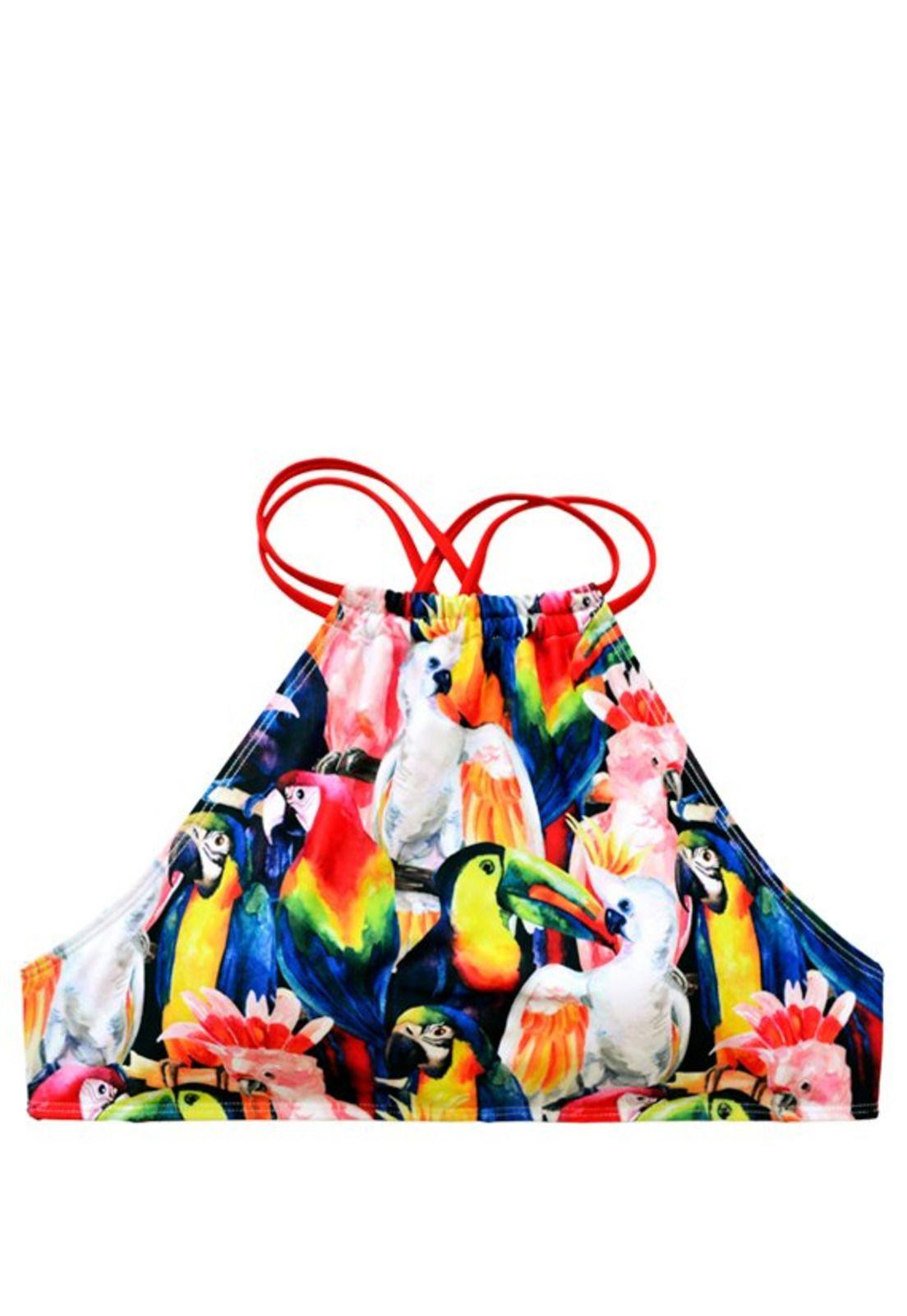 Bikini peto cruzado estampado loros-2