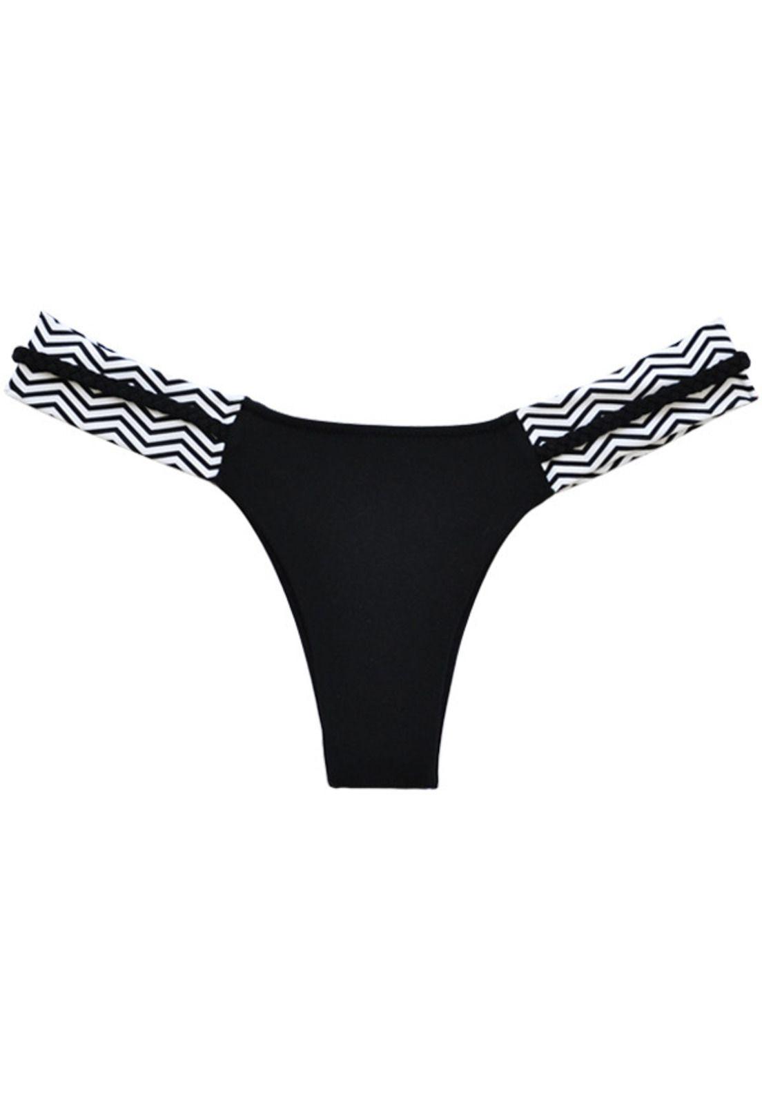 Bikini calzón tanga con trenzas laterales-0