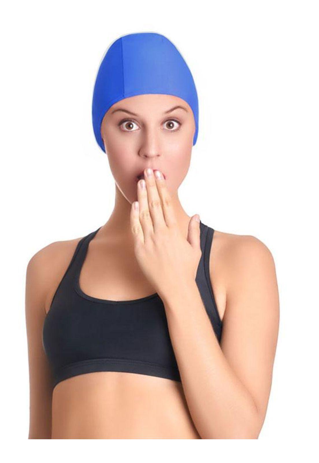 Gorro para piscina de lycra de azul-0