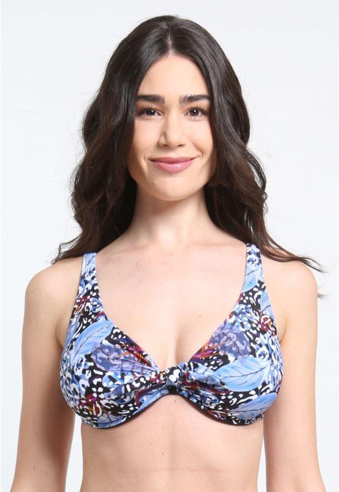 Bikini anudado copa C - D estampado azul-0