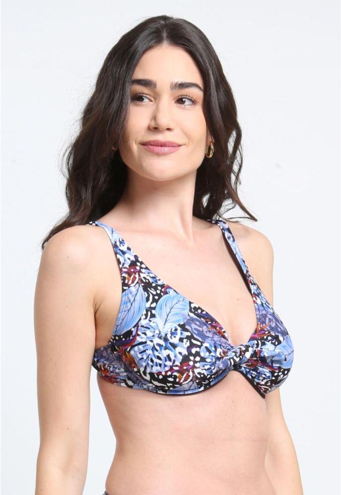 Bikini anudado copa C - D estampado azul-2