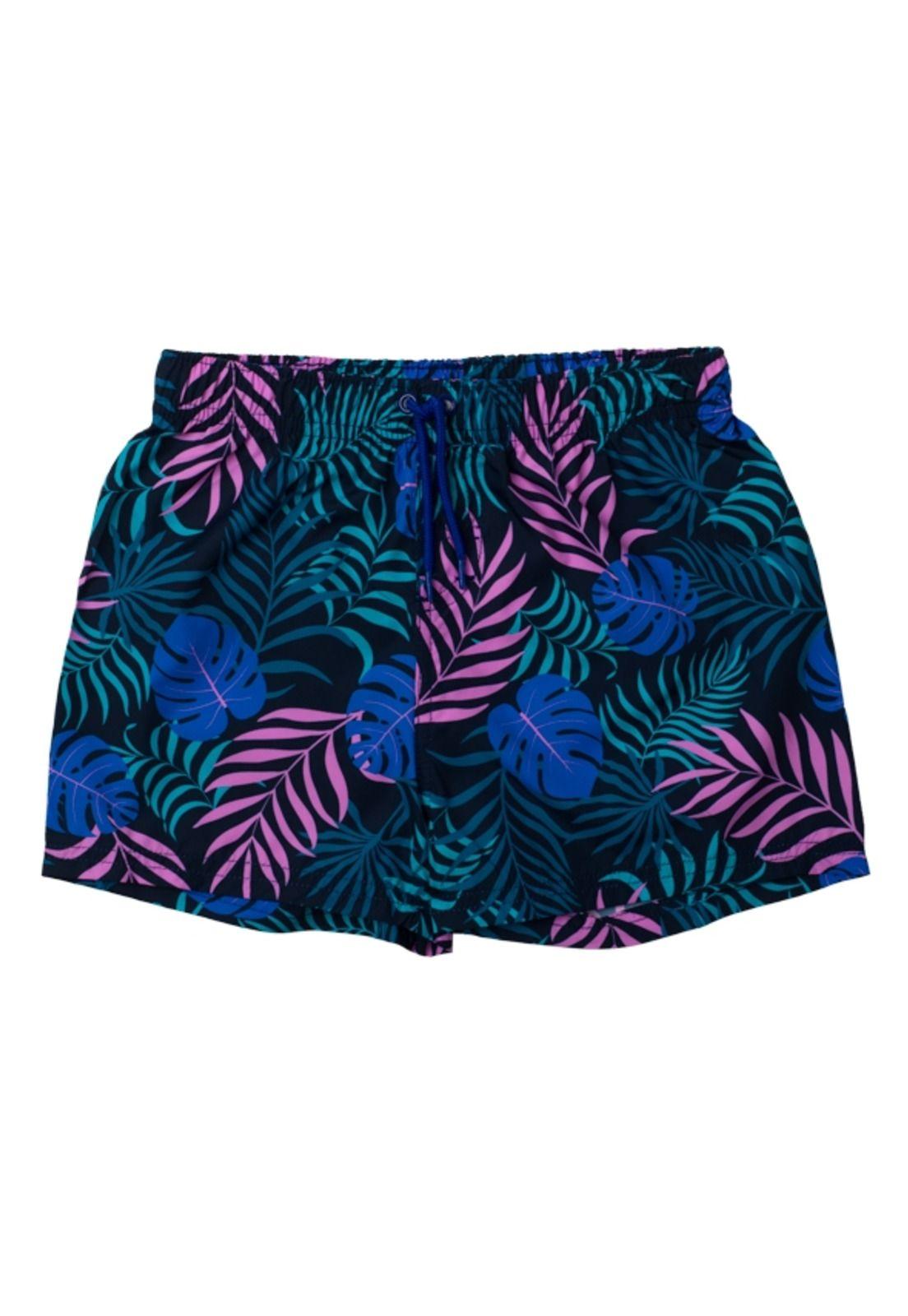 Traje de baño estampado morado short niño-0