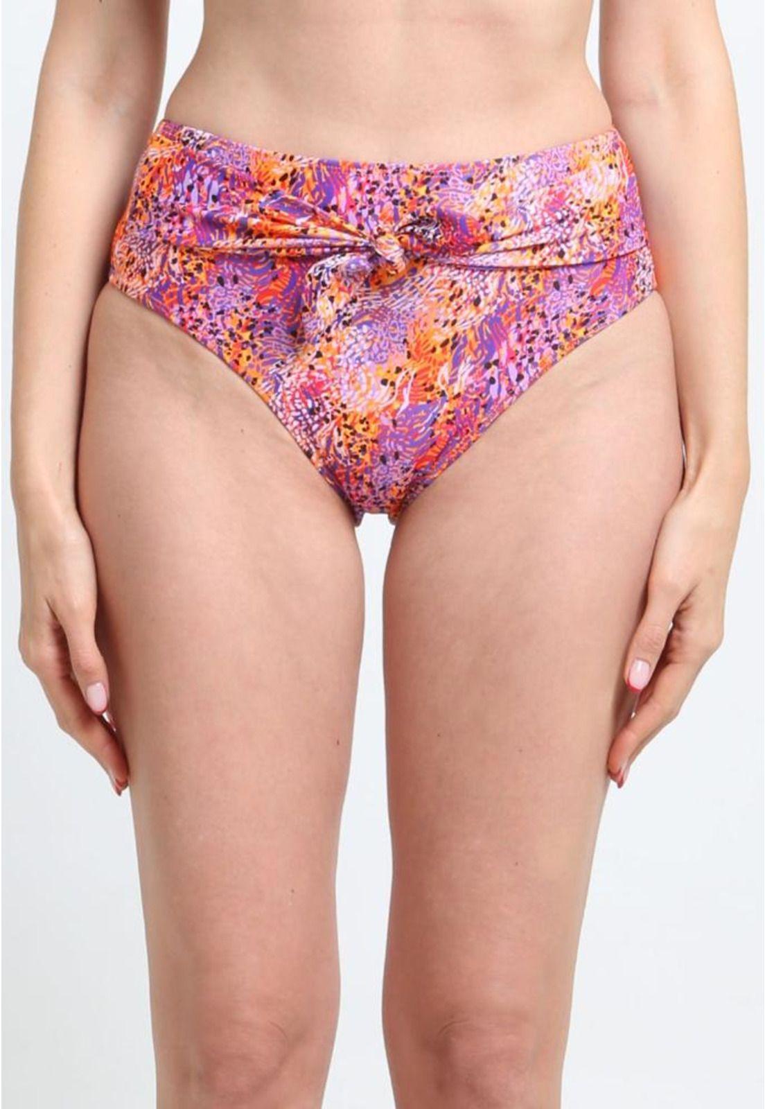 Bikini calzón con amarra estampado naranja-0