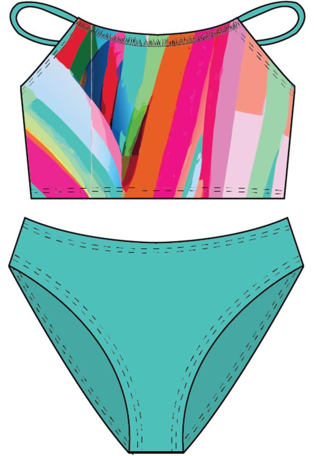 Traje de baño niña dos piezas estampado verde-0