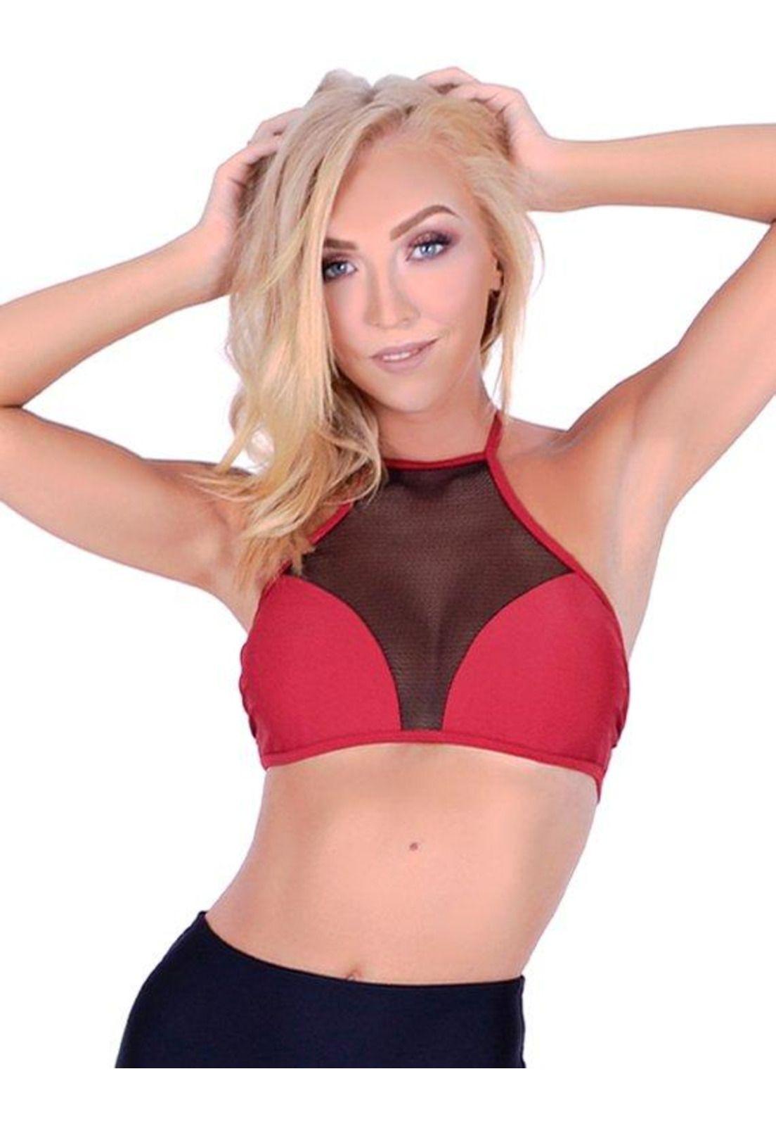 Bikini con transparencia rojo-0