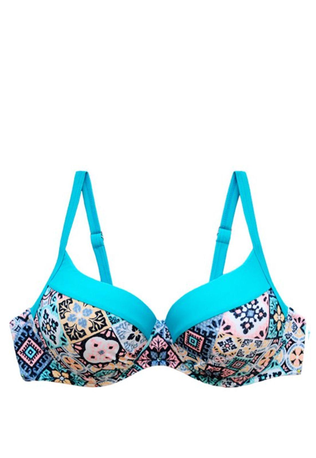 Bikini sostén copa grande estampado turquesa-2
