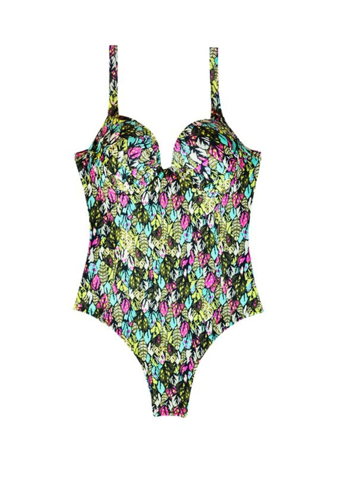 Traje de baño de una pieza estampado verde-0