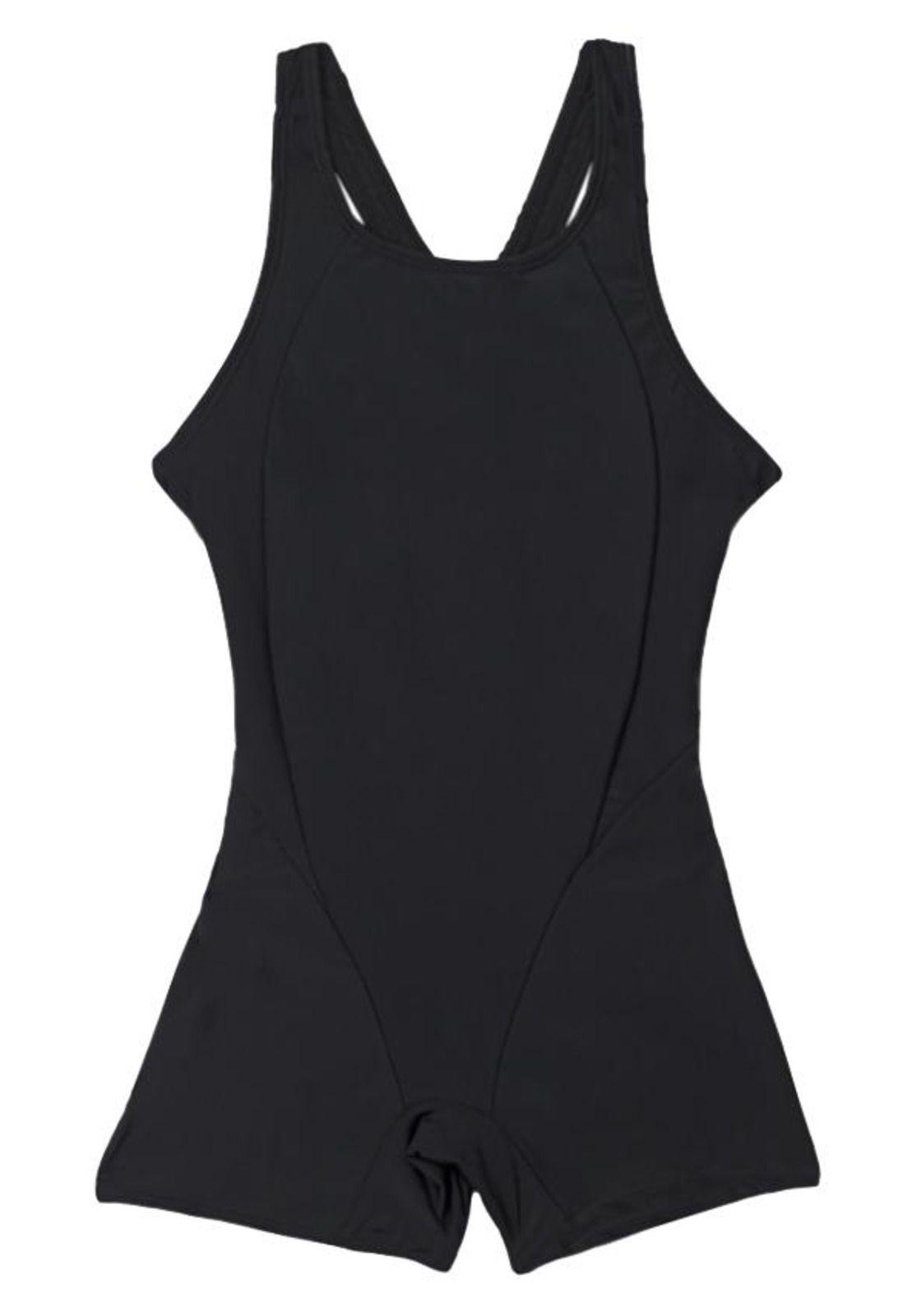 Traje de baño natación niña negro con pierna-0