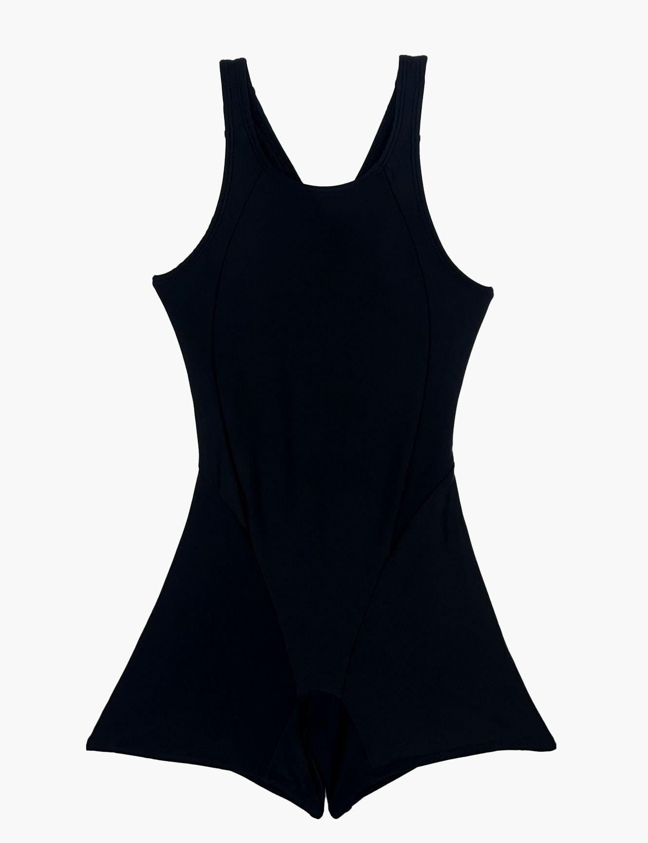 Traje de baño natación niña negro con pierna-2