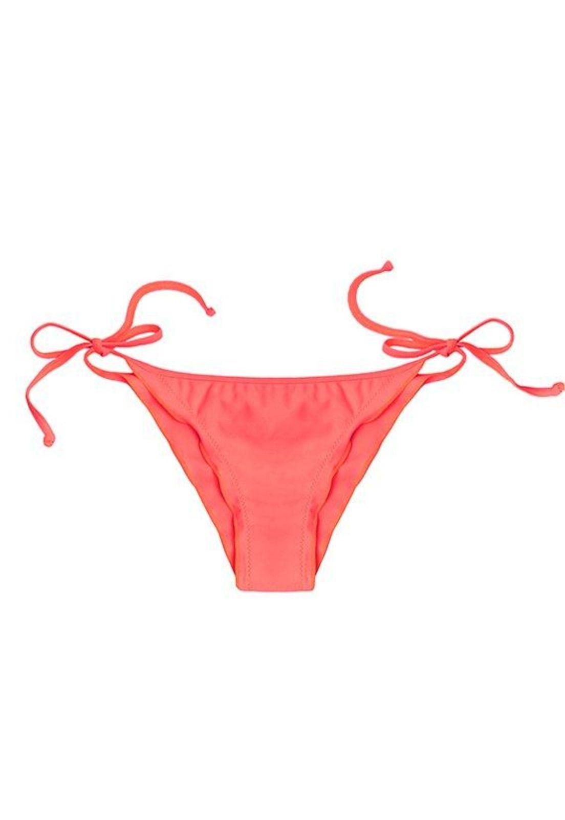Bikini calzón estilo tanga con amarras color naranja-0