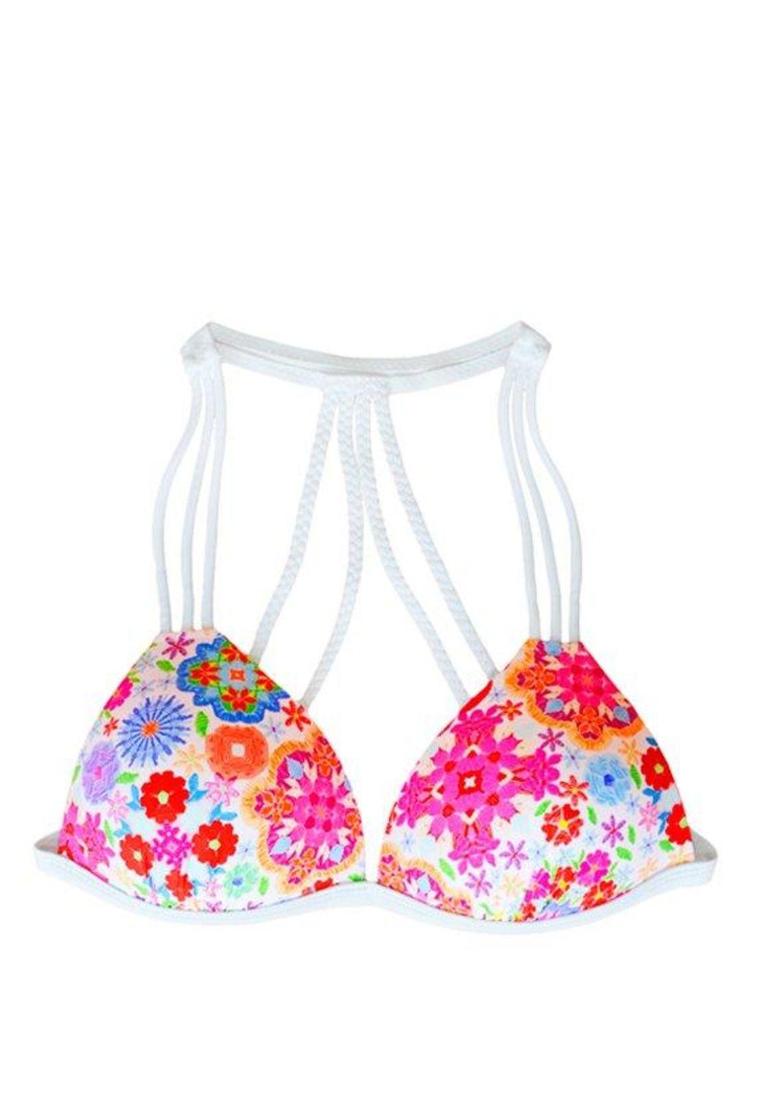 Bikini estilo sostén con espalda trenzada blanco-0