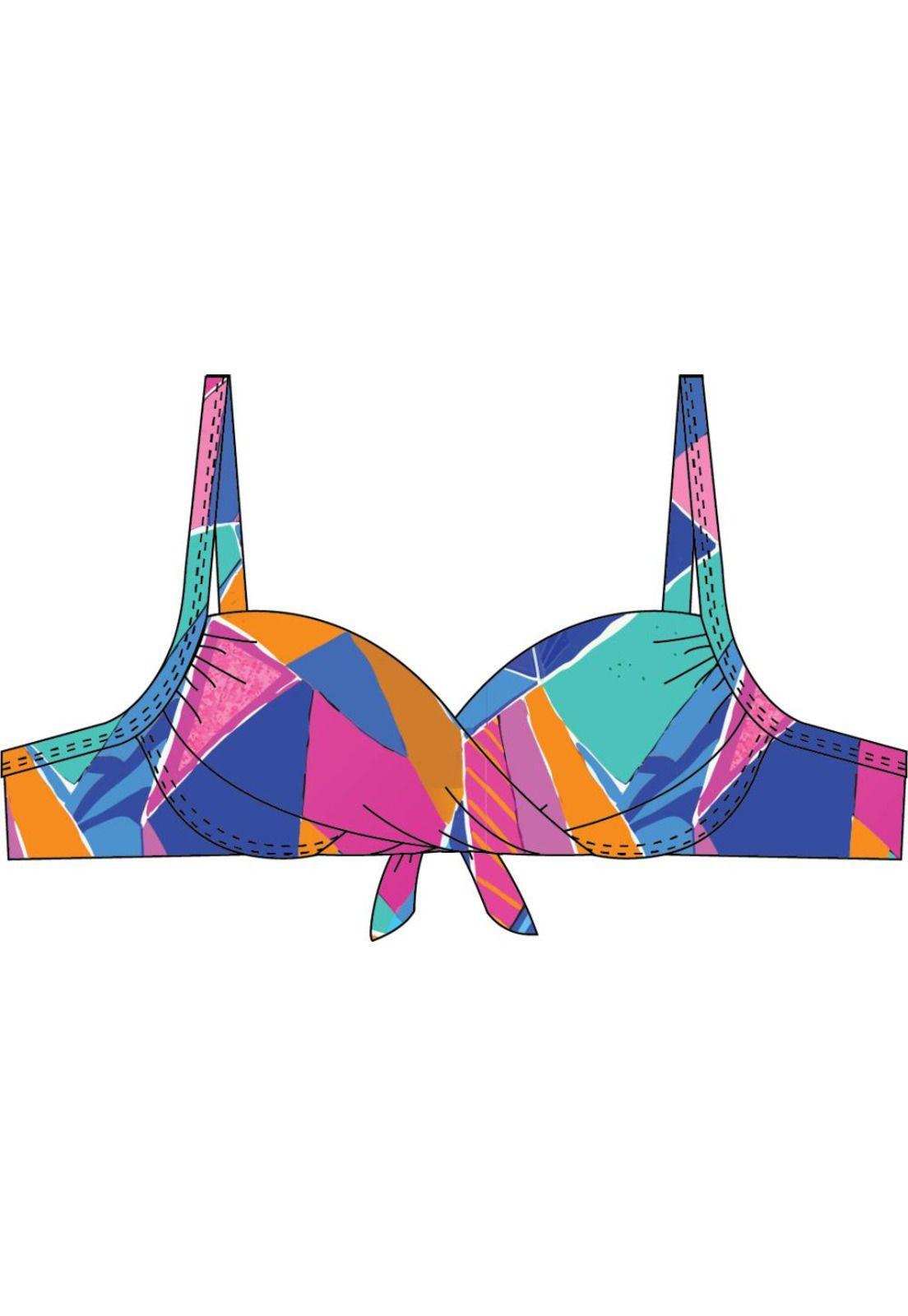 Bikini estilo sostén torcido copa C estampado azul-0