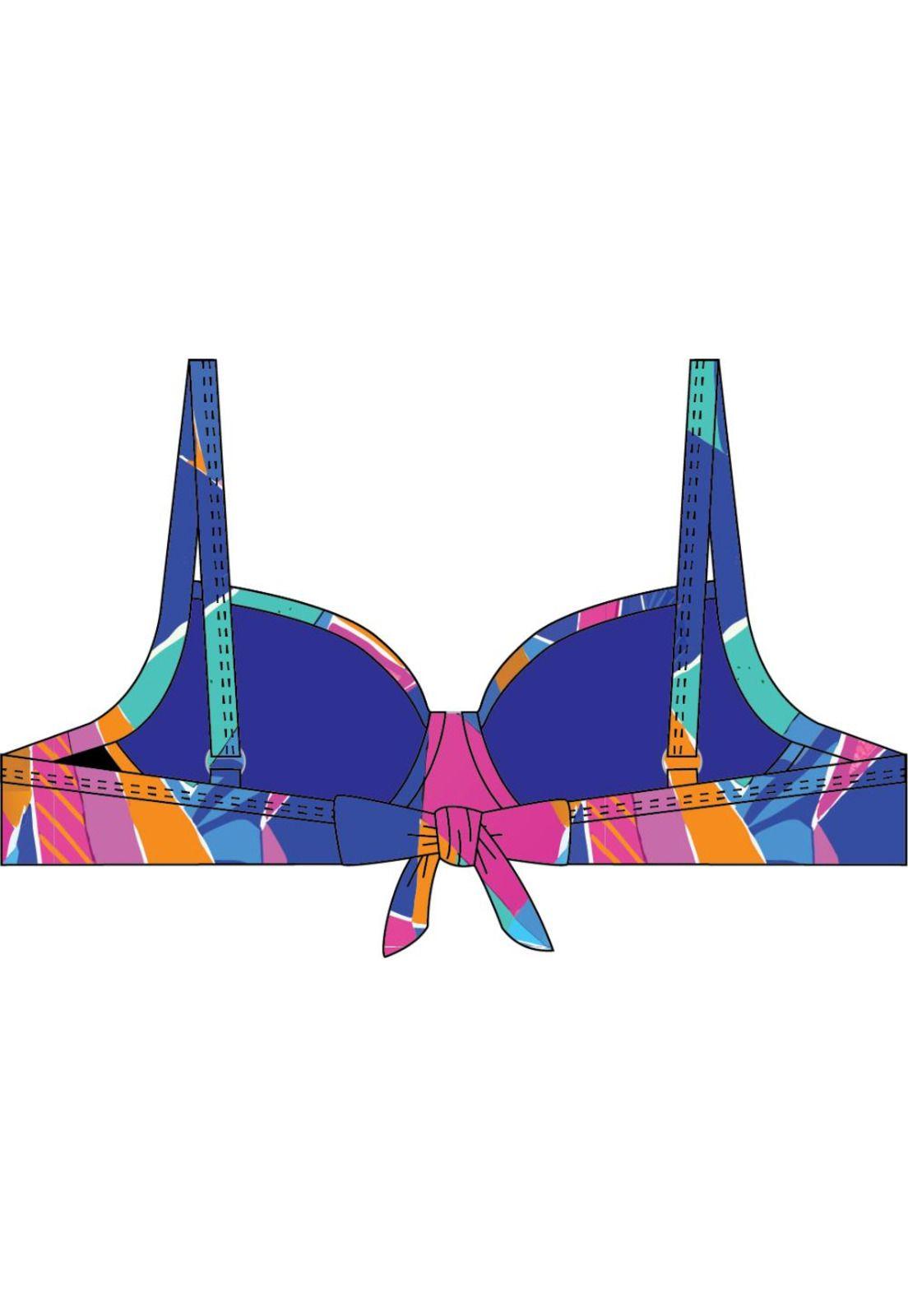 Bikini estilo sostén torcido copa C estampado azul-1