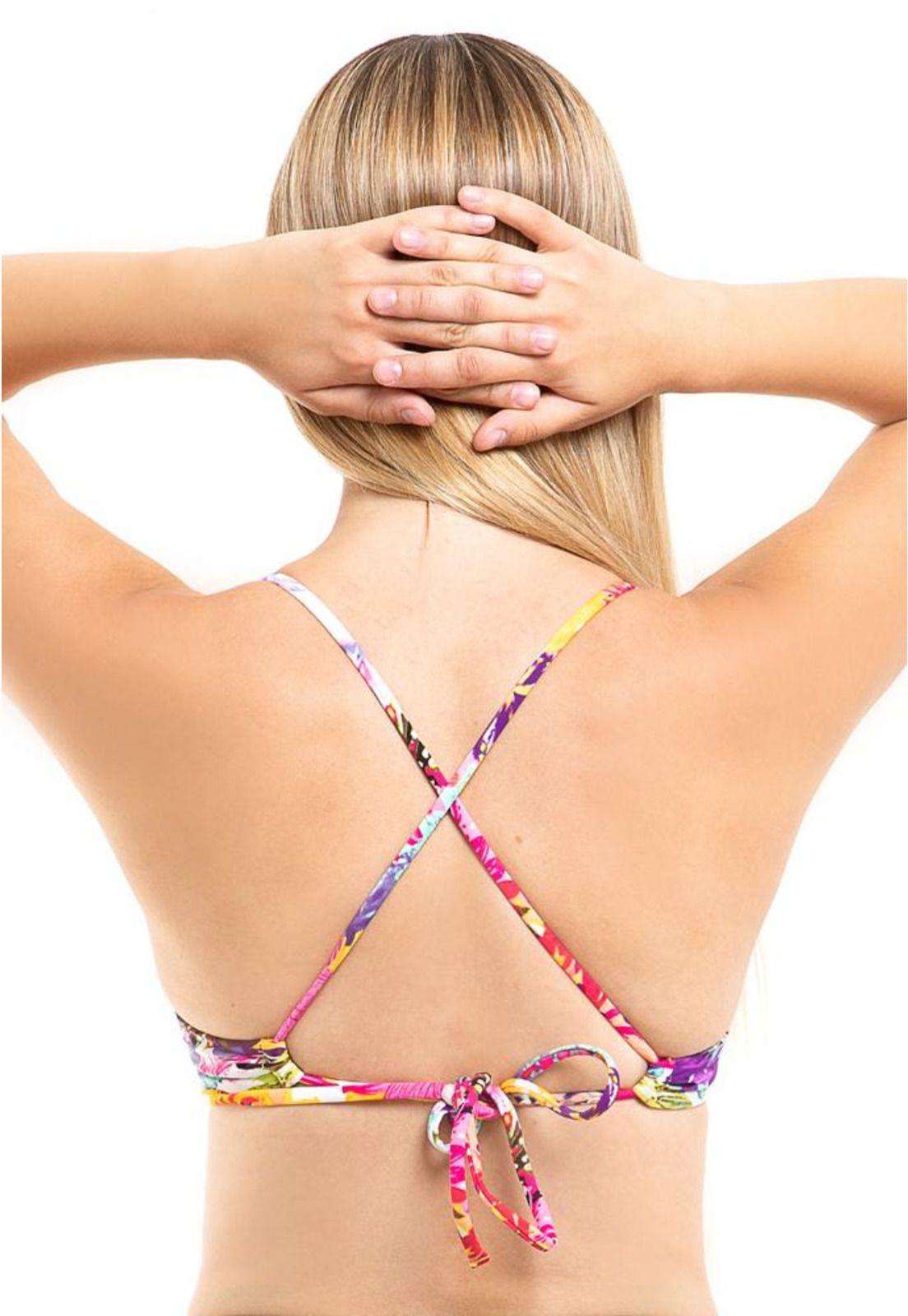 Bikini sostén con amarras estampado amarillo-1