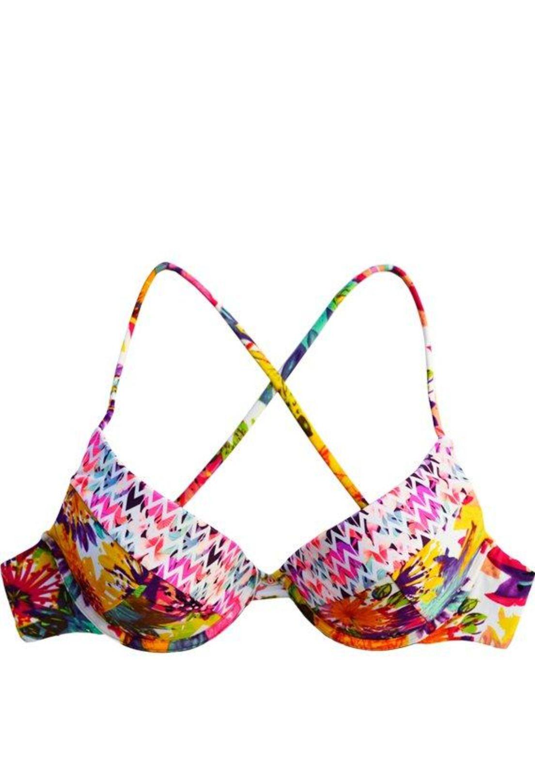 Bikini sostén con amarras estampado amarillo-2