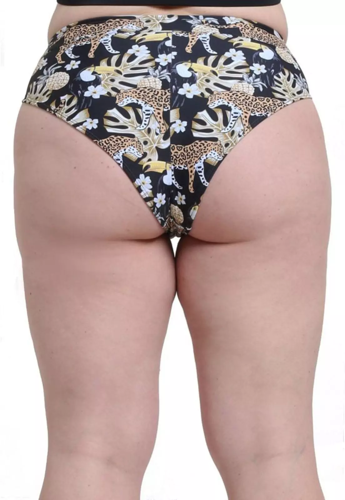 Bikini calzón alto con pretina estampado amarillo-1