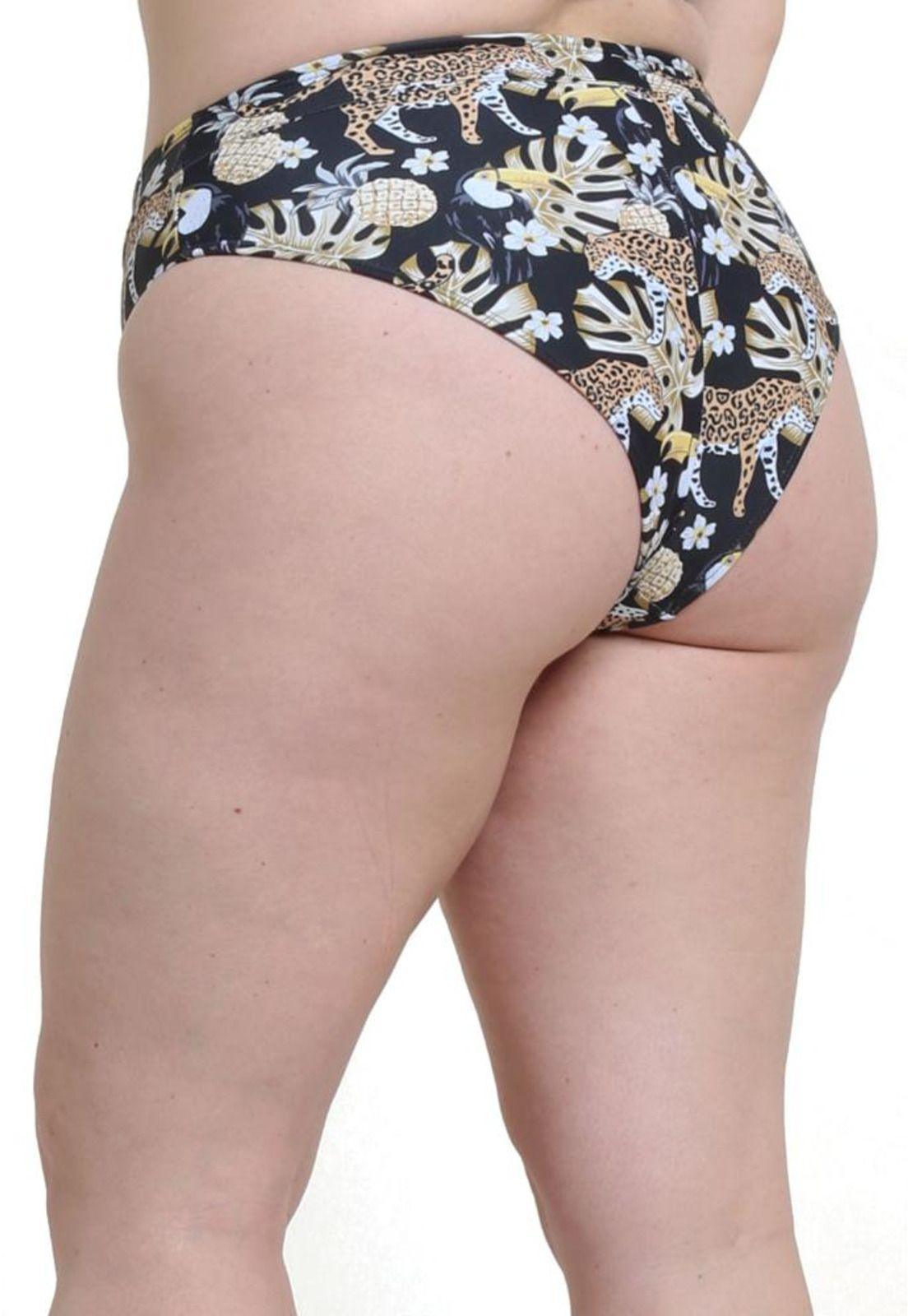 Bikini calzón alto con pretina estampado amarillo-2
