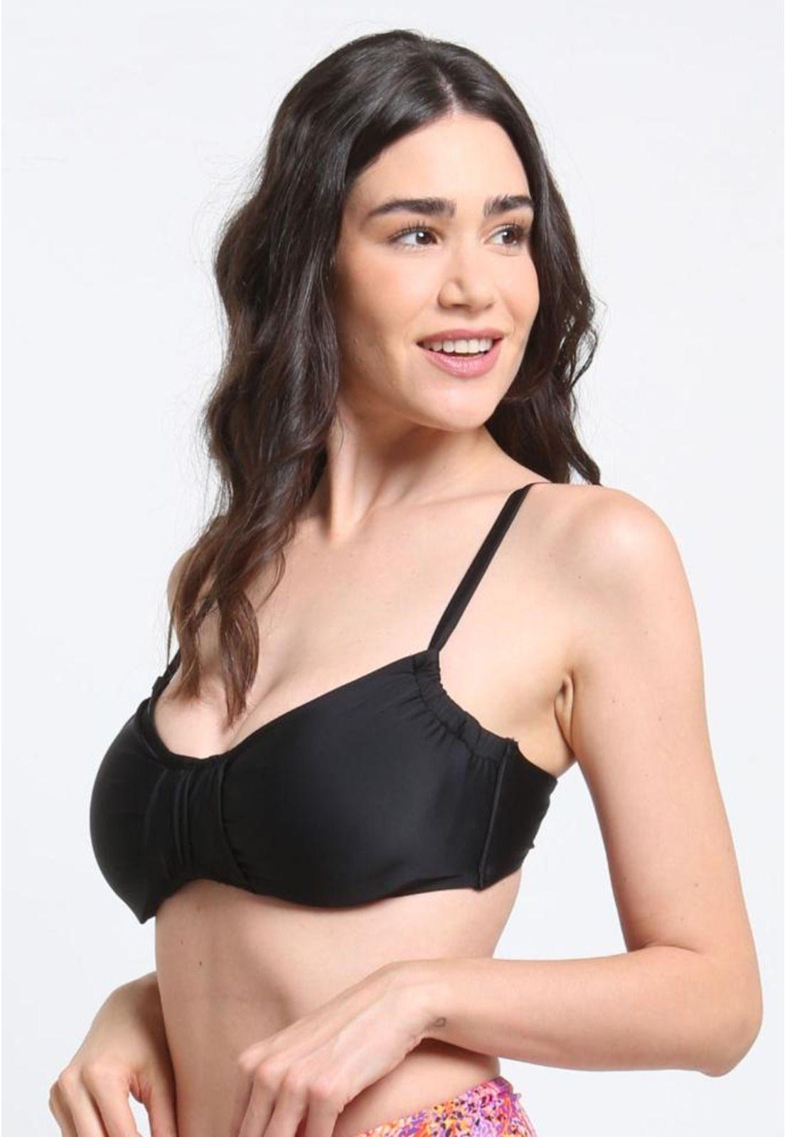 Bikini sostén arruchado copa C negro-2