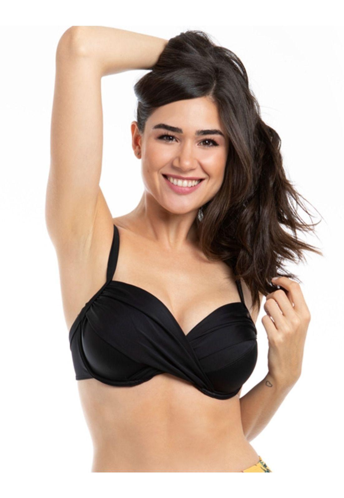 Bikini sostén torcido copa grande negro-0