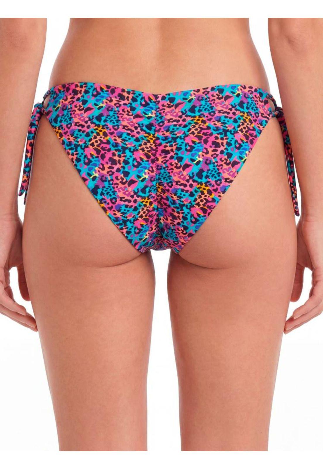 Bikini mujer calzón clásico con amarras estampado negro-1