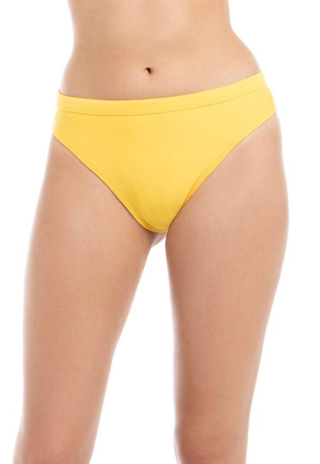 Bikini calzón alto con pretina amarillo-0