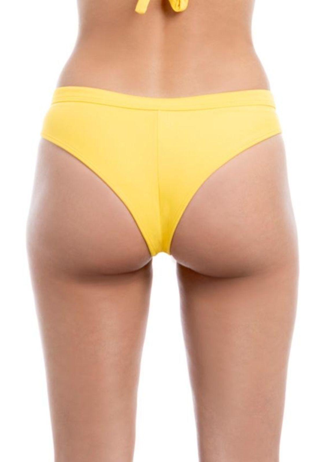 Bikini calzón alto con pretina amarillo-1
