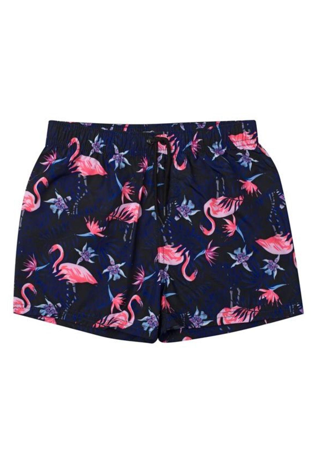 Traje de baño estampado azul short niño-0