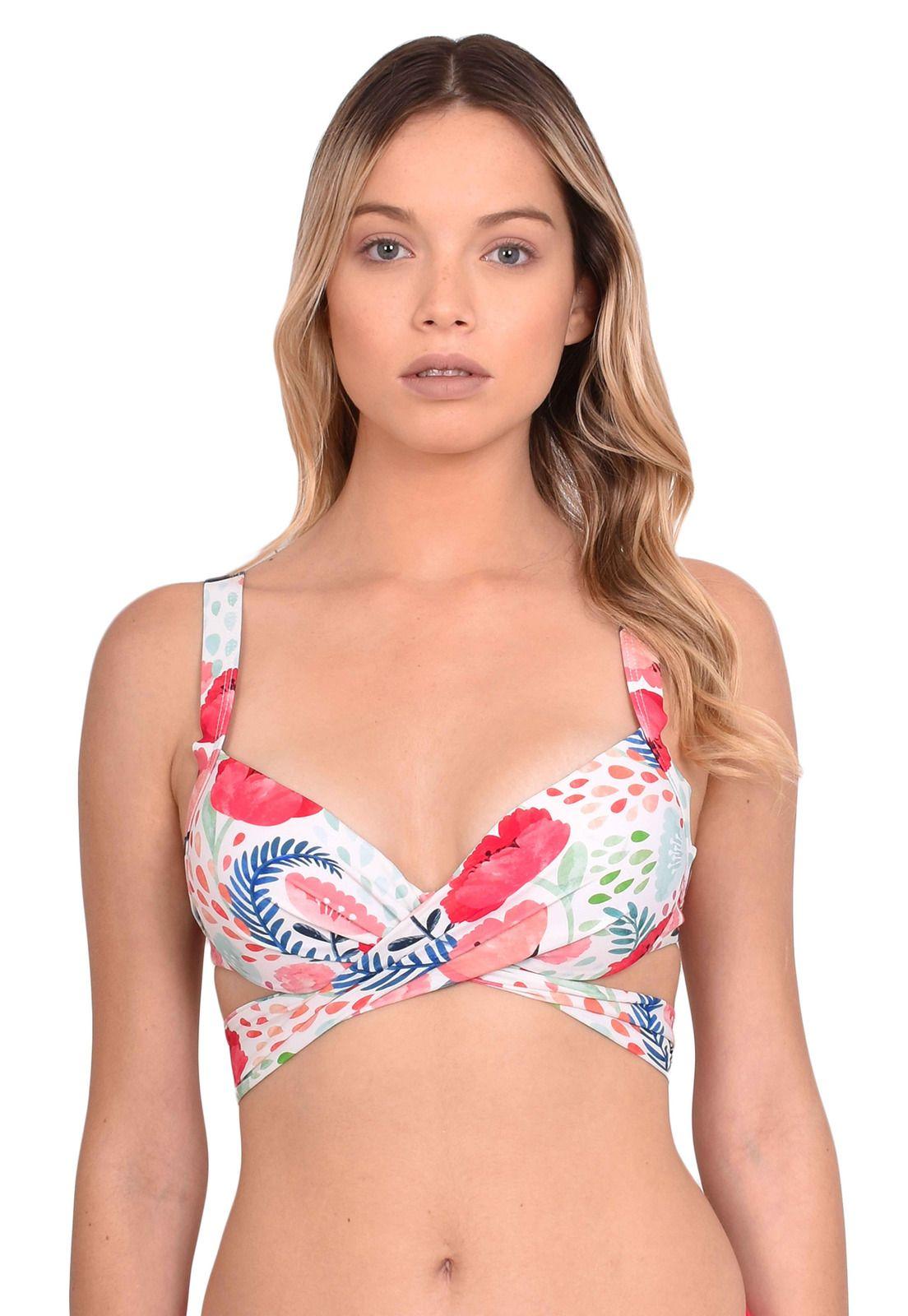Bikini cruzado estampado rojo-0