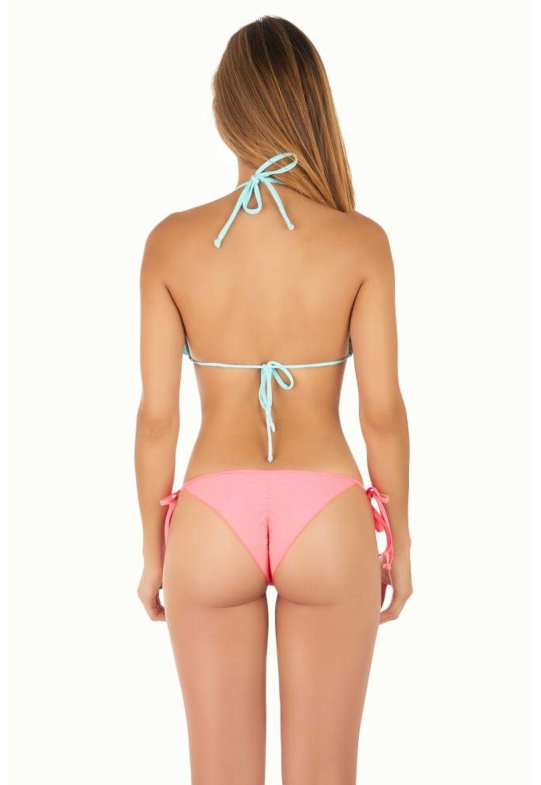 Bikini calzón estilo tanga con amarras fucsia-2