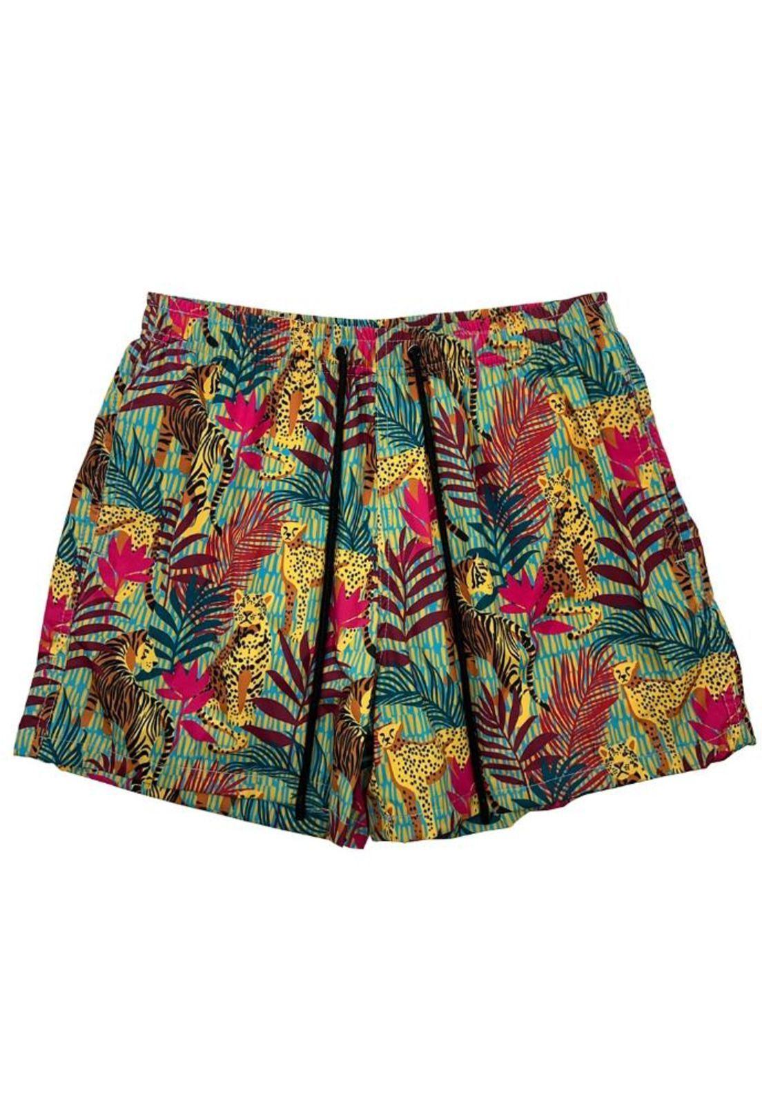 Short corto hombre estampado amarillo-0