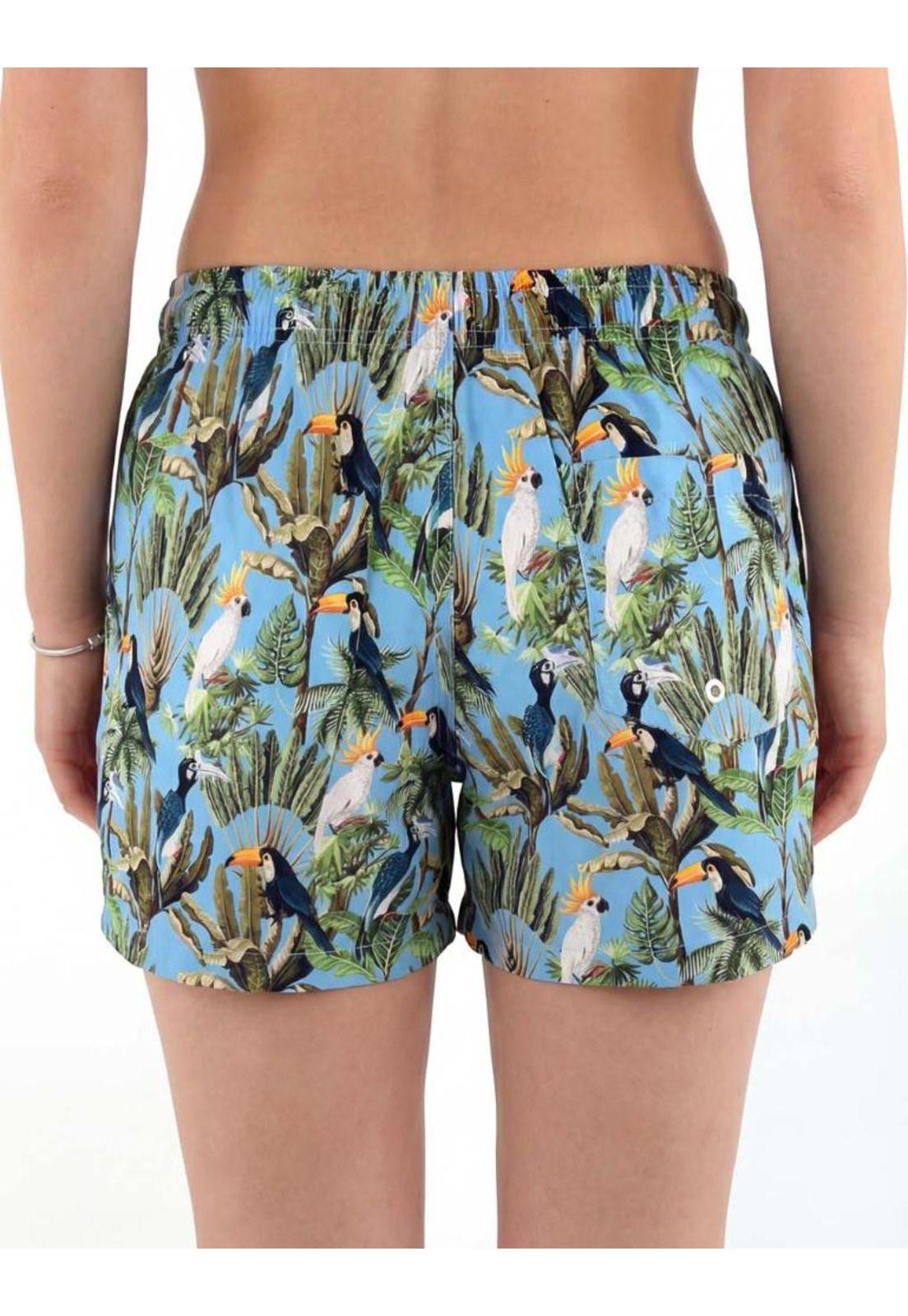 Traje de baño corto mujer estampado celeste secado rapido-1