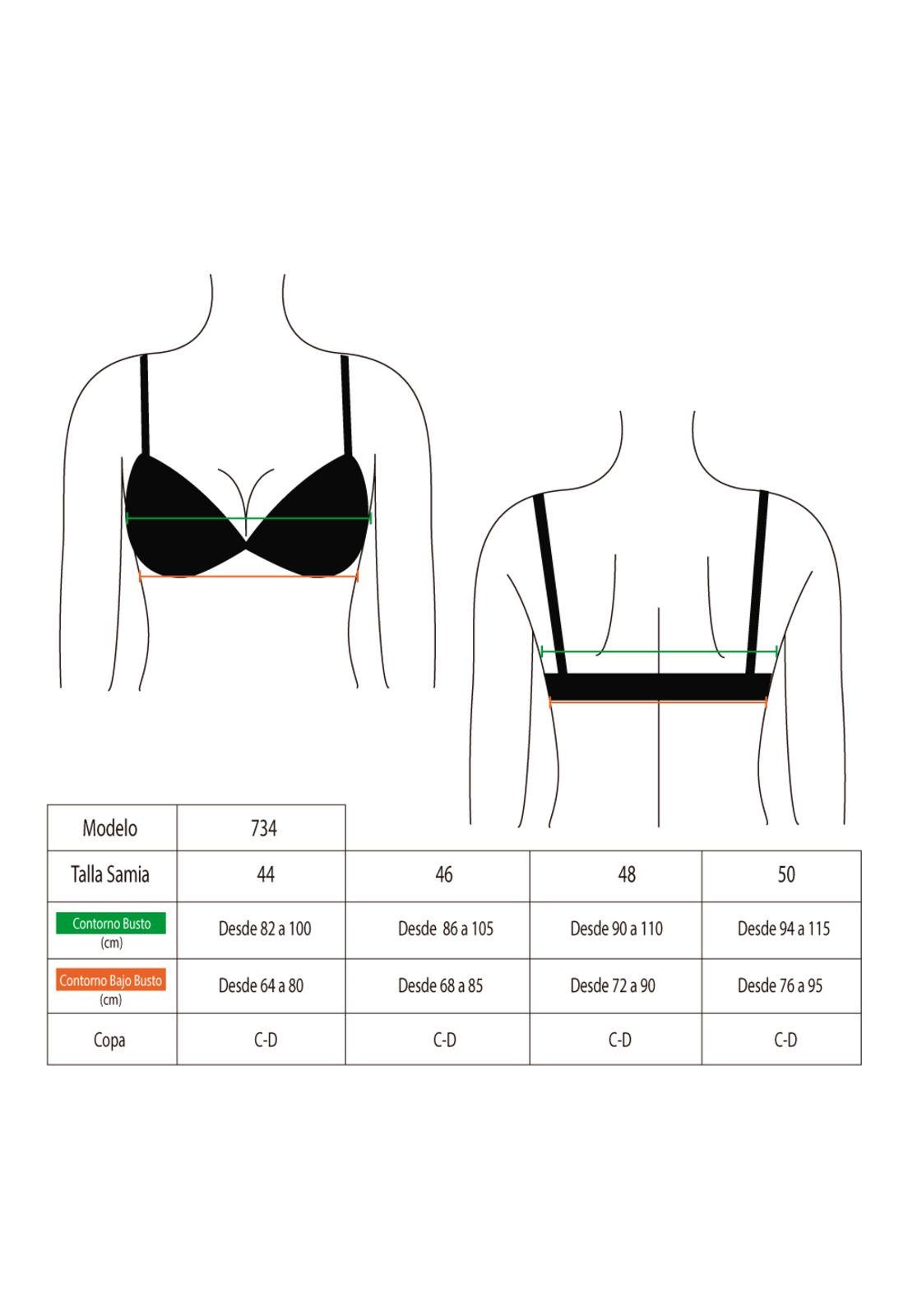 Bikini sostén torcido copa grande estampado negro-2