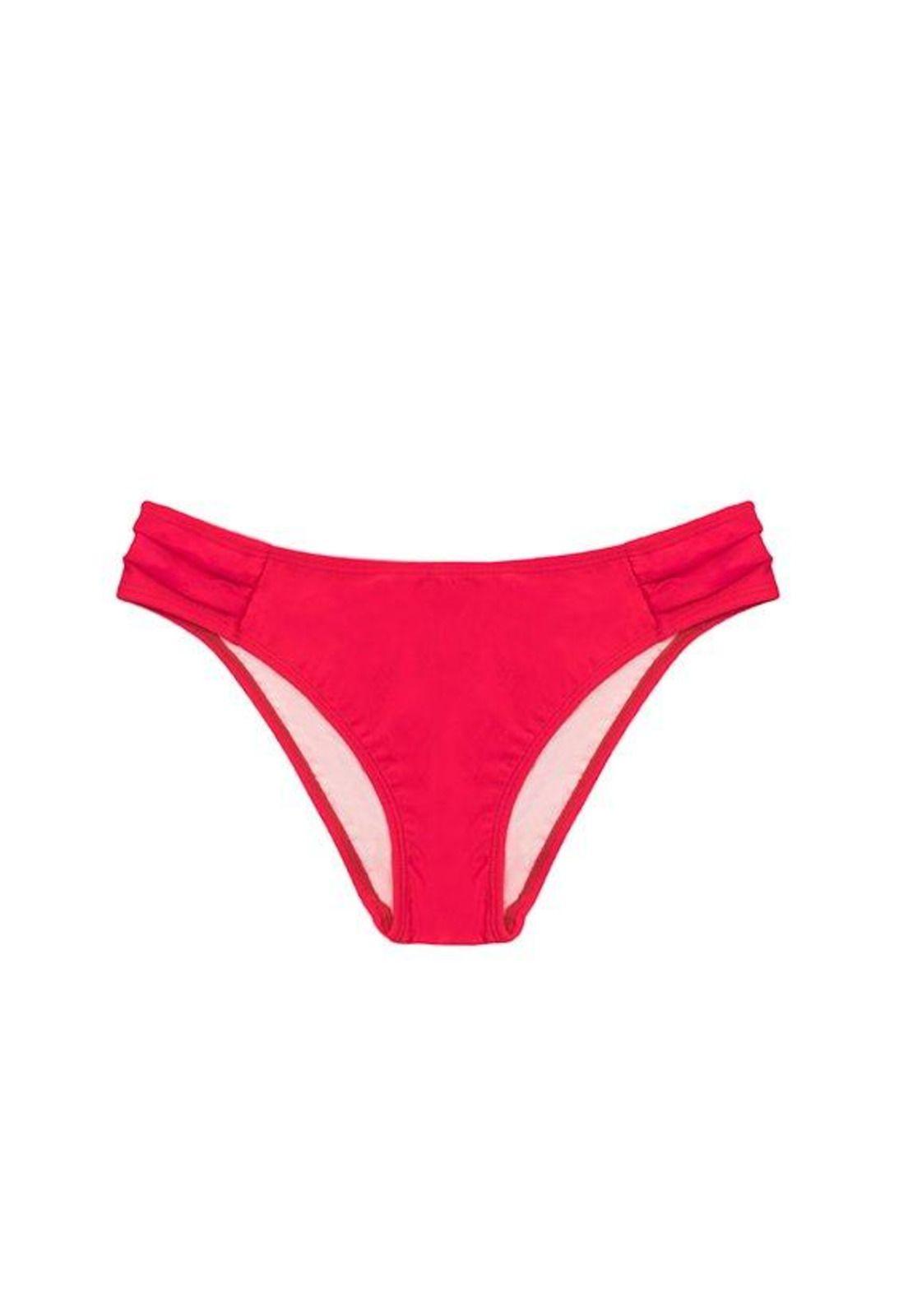 Bikini calzón con drapeado rojo-0
