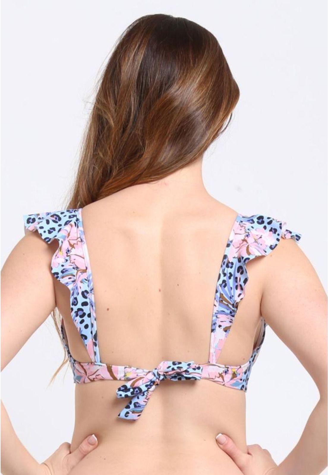 Bikini triangulo con vuelos copa C estampado celeste-1