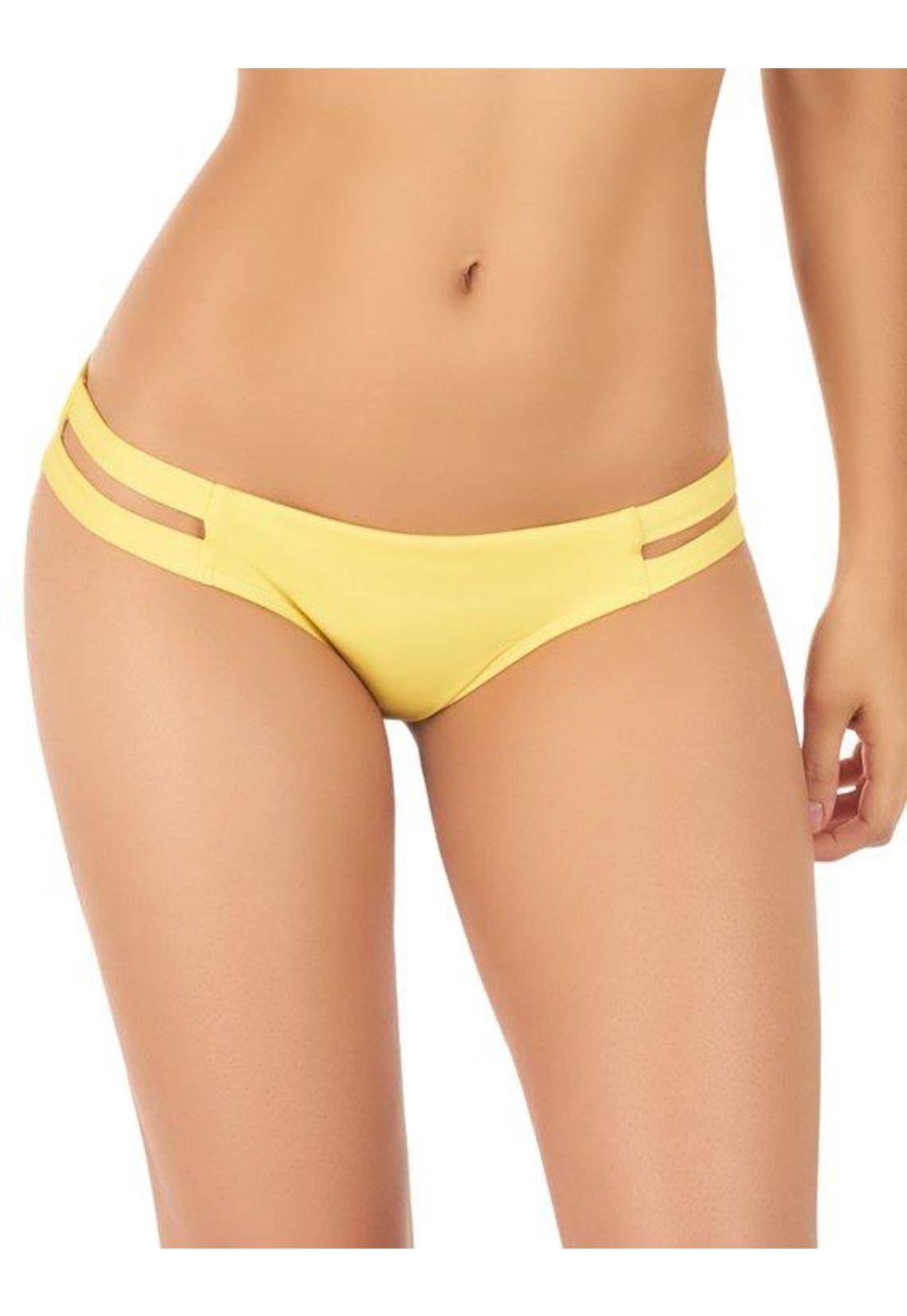 Bikini calzón con calados laterales amarillo-0