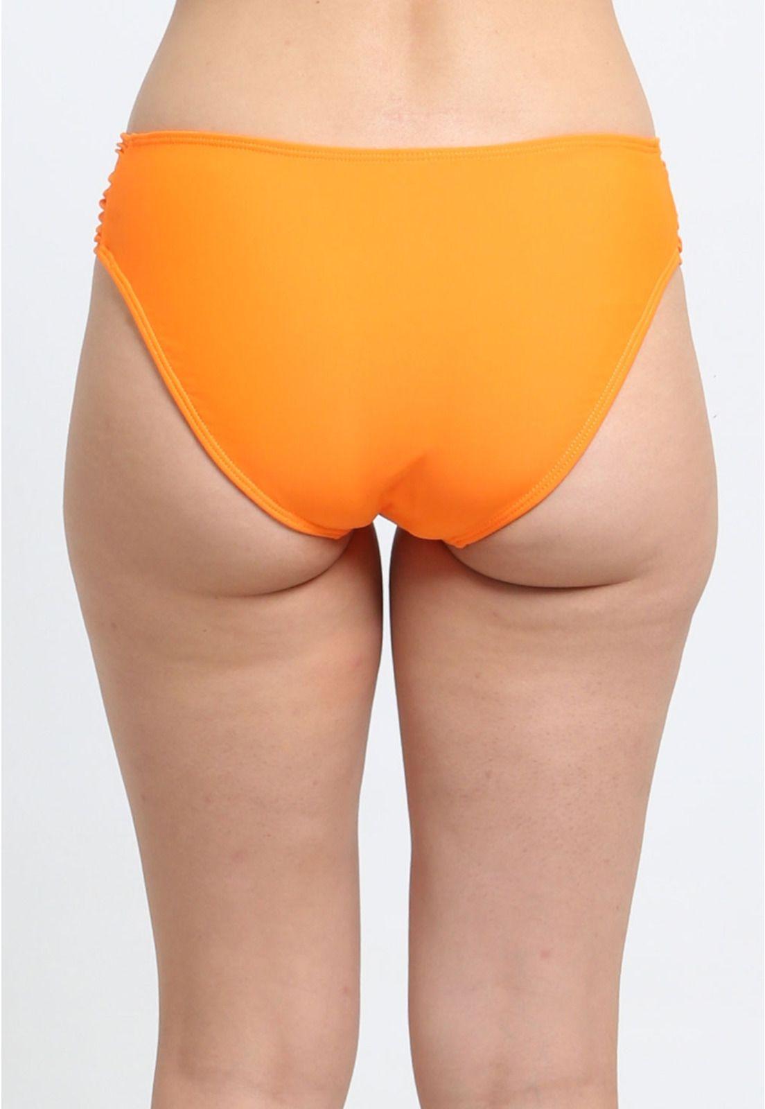 Bikini clásico costados drapeados naranjo-2