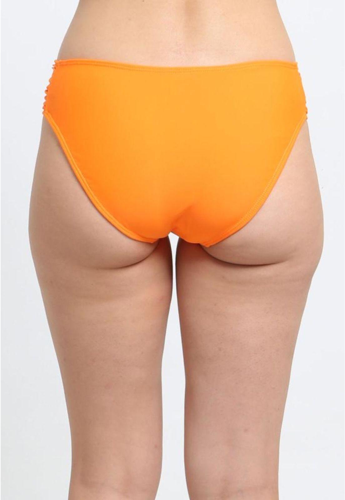 Bikini clásico costados drapeados naranjo-1