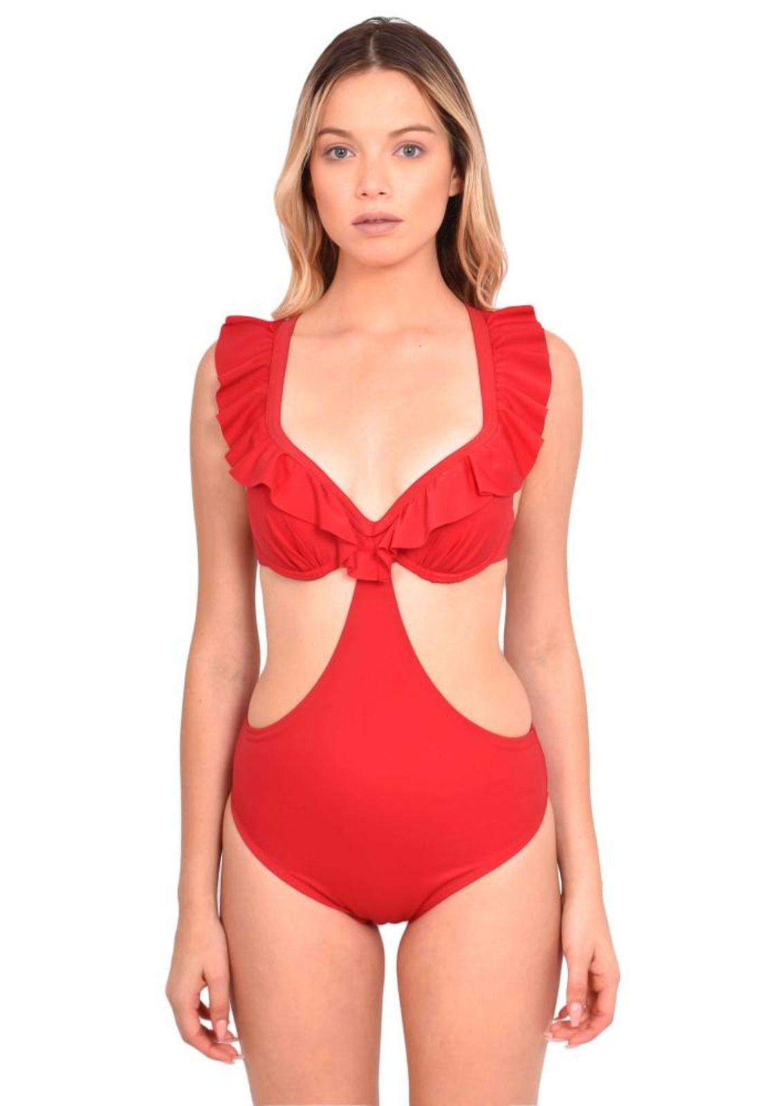Trikini con vuelos rojo-0
